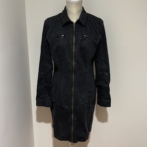 Black Stretchy Jean Zipper Dress XL